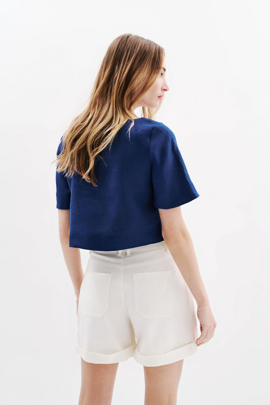 Blouse Cynthia1 100% lin marineblauw vrouw