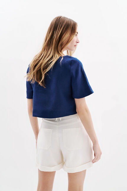 Blouse Cynthia1 100% lin bleu marine femme