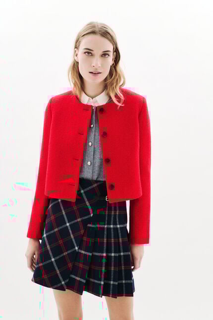 Valmont jacket in 100% boiled wool red woman