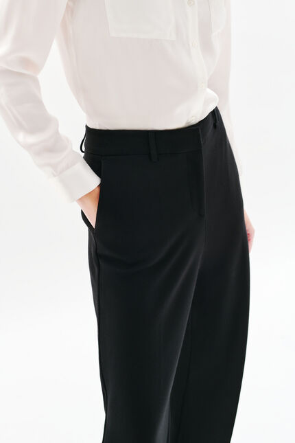 Pantalon plea noir femme