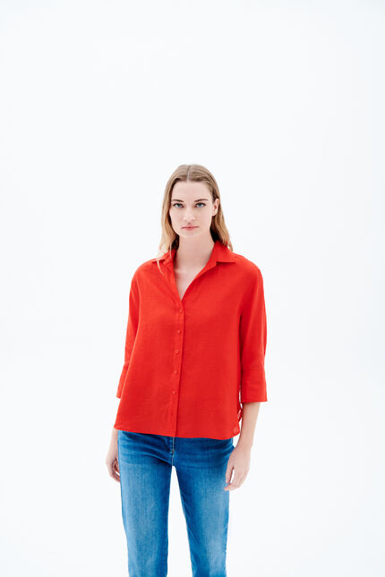 Chemise coraline 100% lin rouge femme