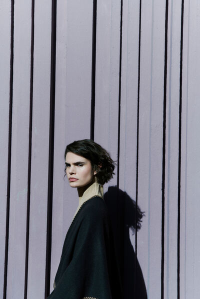 Poncho hared noir femme