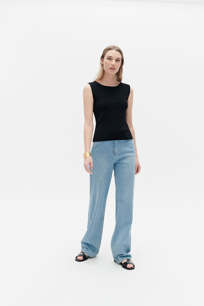 Pantalon pnick bleu ciel femme