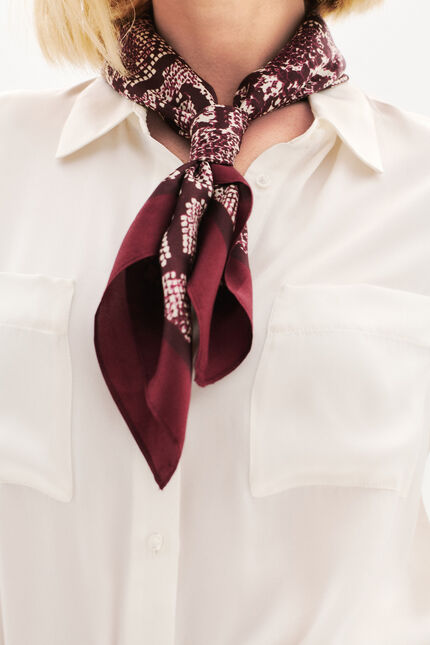 Foulard Lesnake 100% soie bordeaux femme