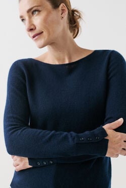 Trui mzoan 100% kasjmier marineblauw vrouw