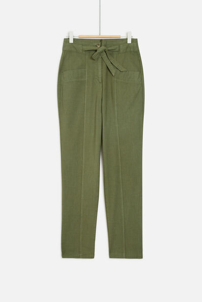 Pantalon bolton casual vert kaki femme
