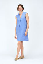 Pamela 100% linen dress blue violet woman