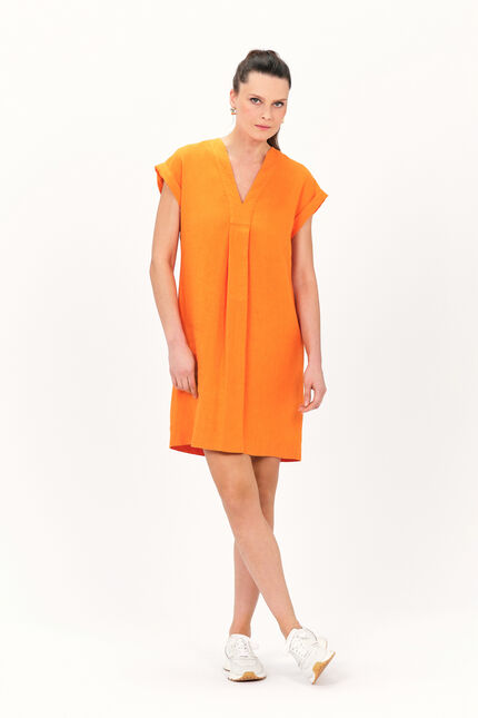robe mirabelle 100% lin orange femme
