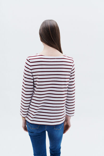 T-shirt trifine bordeaux femme