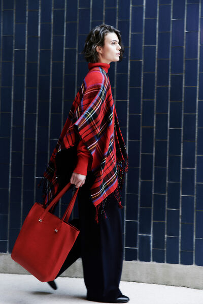 Poncho hadict rouge femme