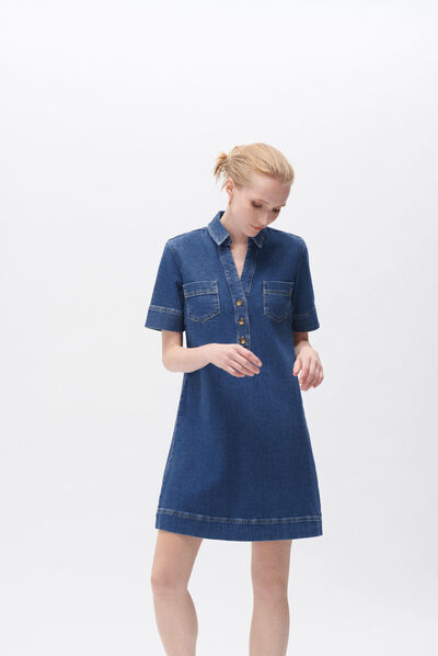 Vestido rlorene vaquero piedra mujer