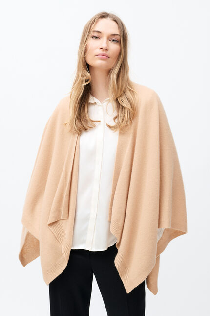 Hera 100% cashmere poncho camel woman