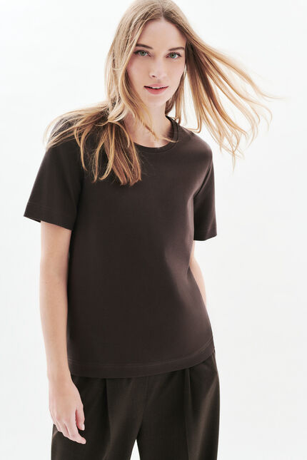 T-shirt thugo marron foncé femme