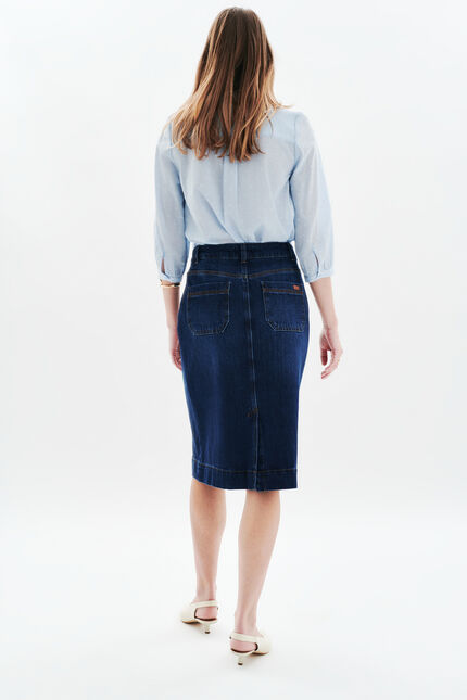 Saia Janais denim double stone mulher