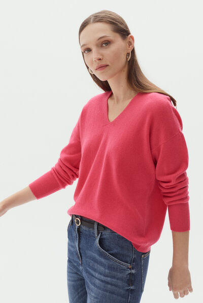 pull gregoire 100% cachemire rose fushia femme