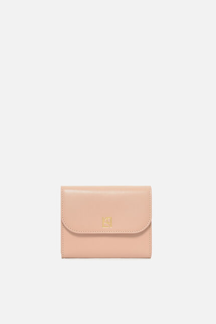 Porte-cartes sully en cuir naturel rose pastel femme