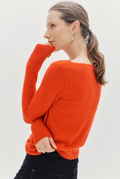 pull zofia 100% cachemire orange femme