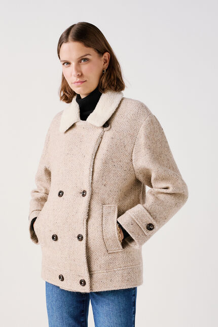 Manteau Glen beige femme