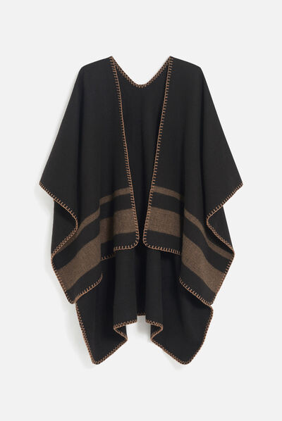 Poncho hared noir femme