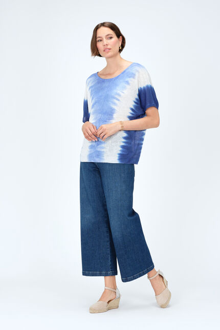 mila2 Trui 100% Linnen blauw turquoise vrouw