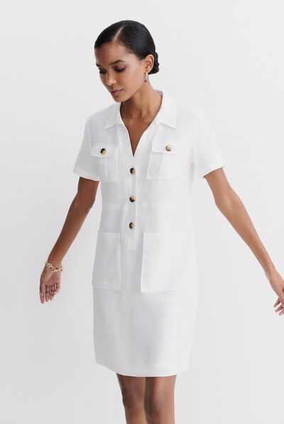 robe laure 100% lin blanc femme