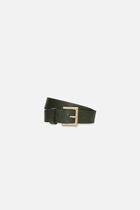 Fara belt in split leather khaki green woman