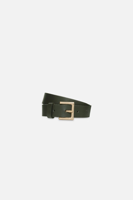 Ceinture Fara en croûte de cuir vert kaki femme