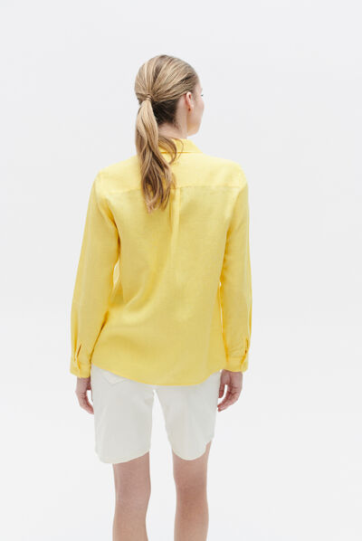 Camisa Brenda 100% linho amarelo mulher
