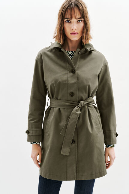 Trench gabardine vert kaki femme