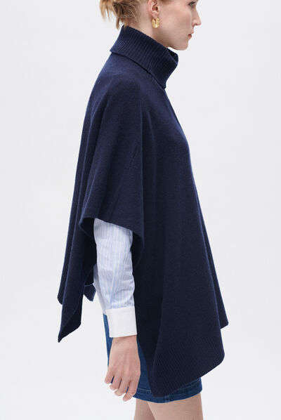 Poncho helise bleu marine femme