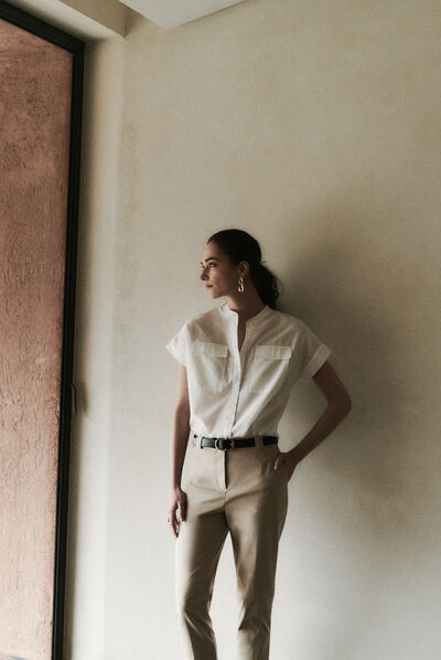 camisa allan marfil mujer