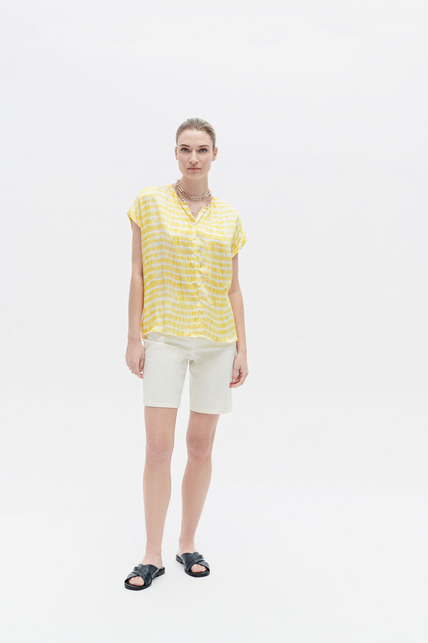 Chemise colombes jaune femme