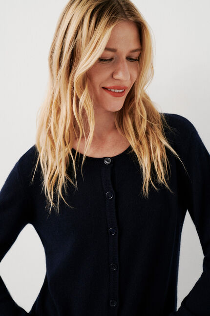 Gilet mcaroline 100 % cachemire bleu marine femme