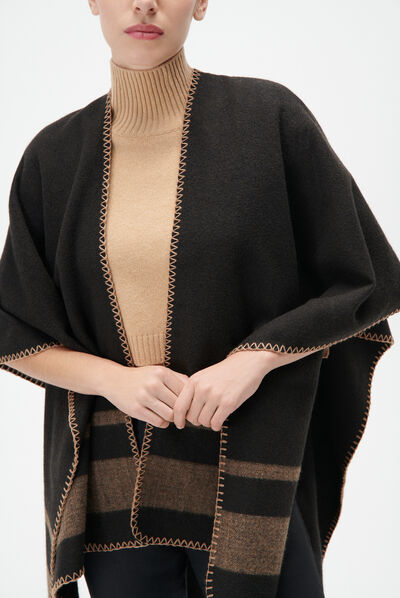 Poncho hared noir femme