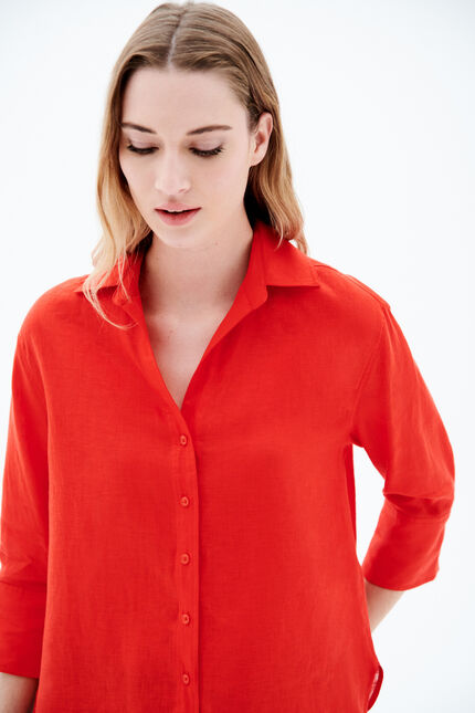 Chemise coraline 100% lin rouge femme
