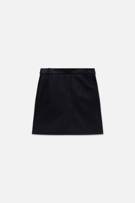 Falda Jarmy de cuero natural negro mujer