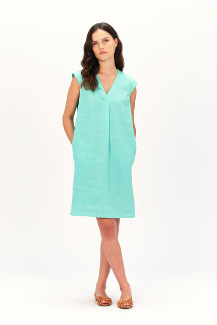 Abito Pamela 100% lino verde menta donna