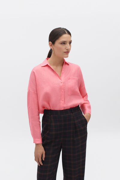 chemisier sandy 100% lin rose femme