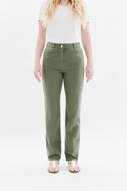 Pantaloni Pcomolong verde cachi donna