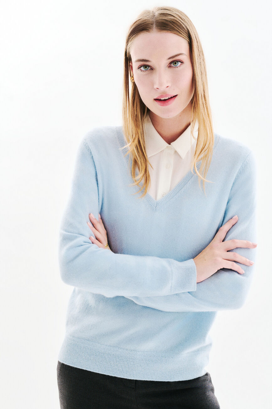 pullover marianne2 100 % kaschmir pastellblau damen