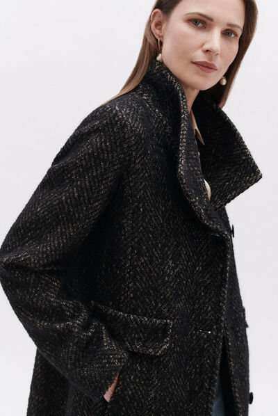 Manteau gali long noir femme