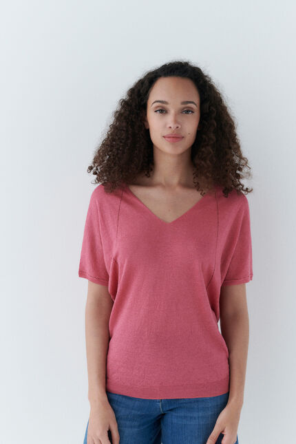 Pull milana 100% lin rouge fonce femme