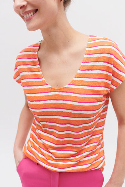 t-shirt murina 100% lin orange femme