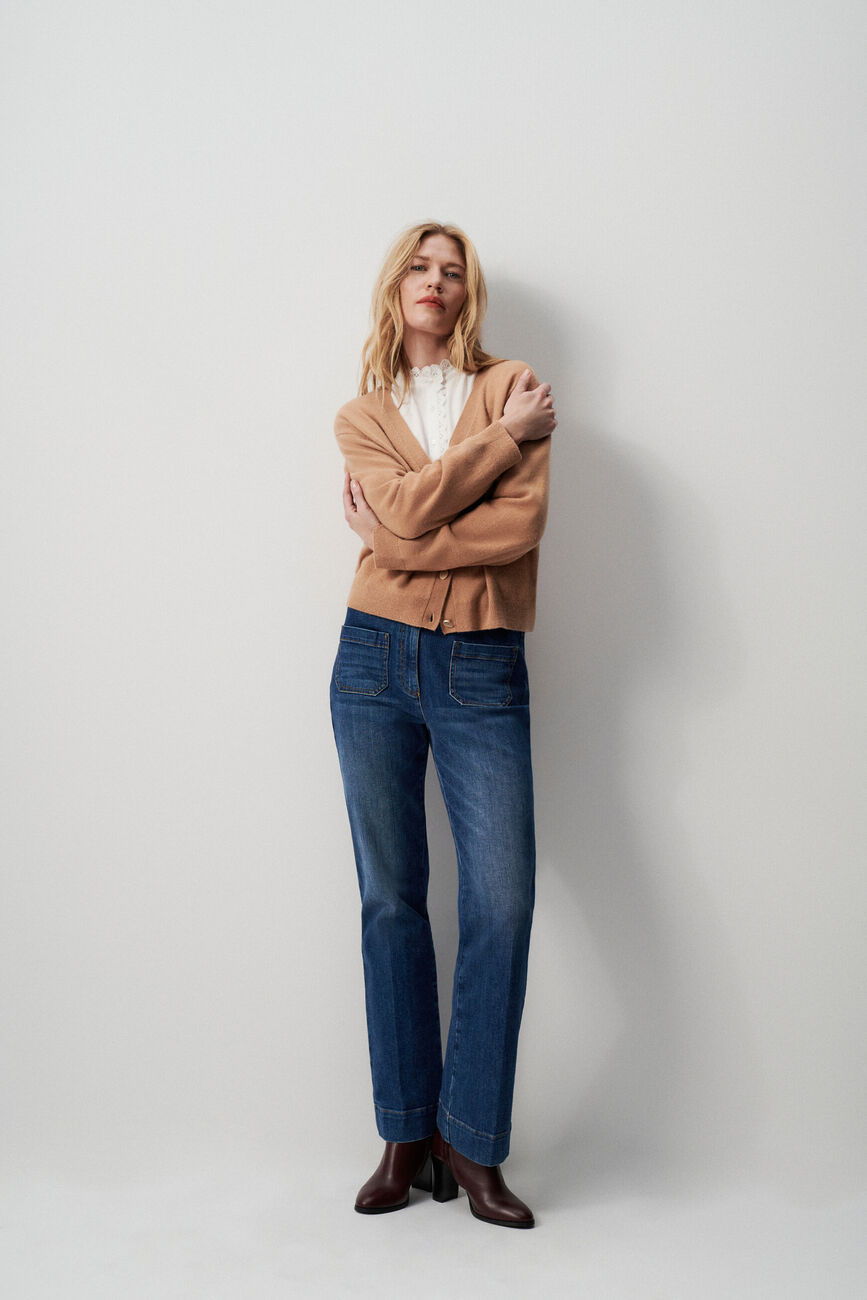 milou 100% wool cardigan camel woman