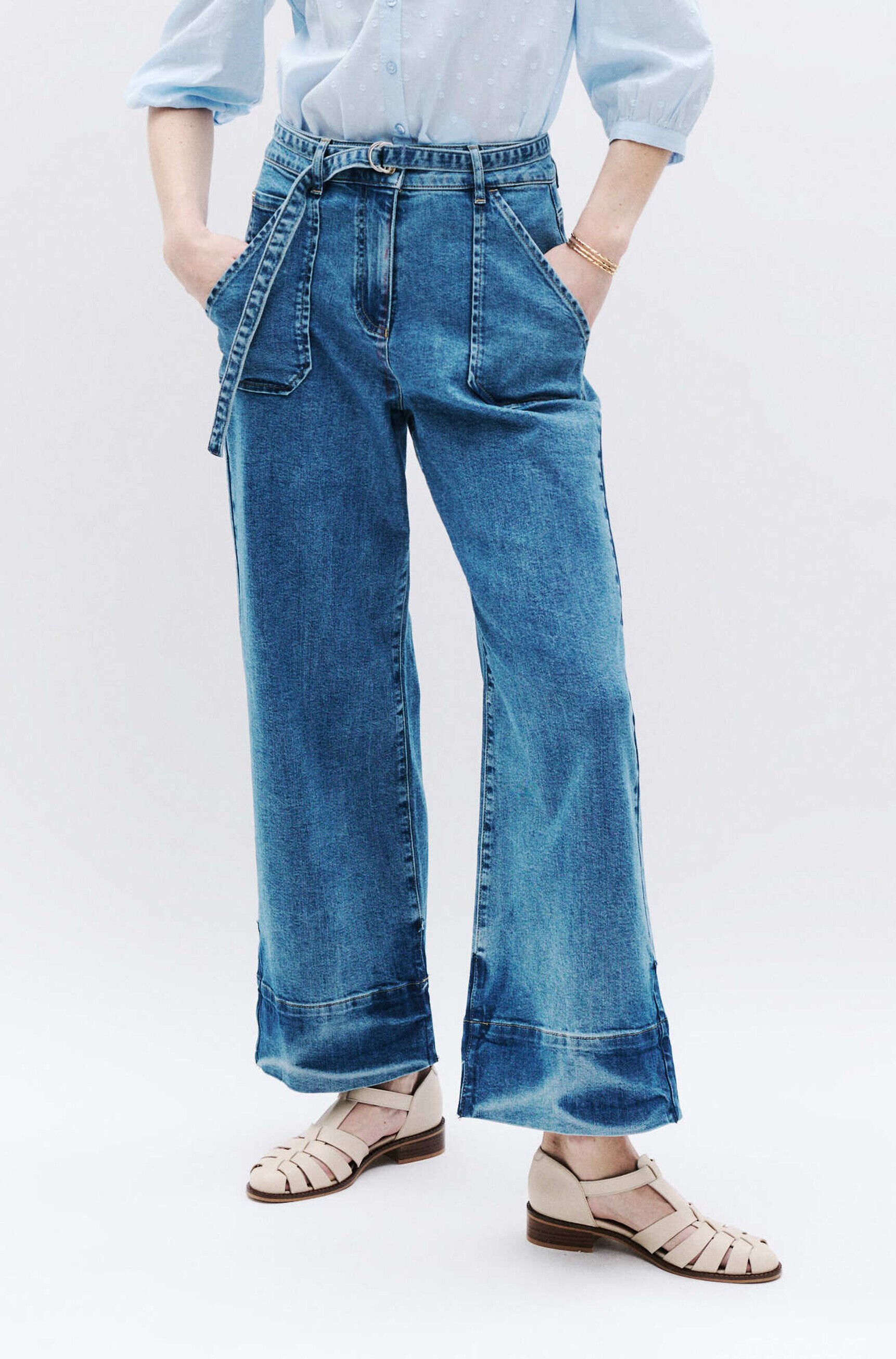 Pantalon Positani denim baby bleu femme