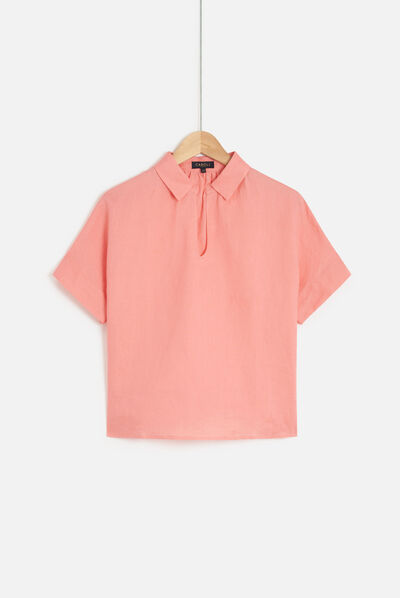 blouse sonia 100% lin rose corail femme