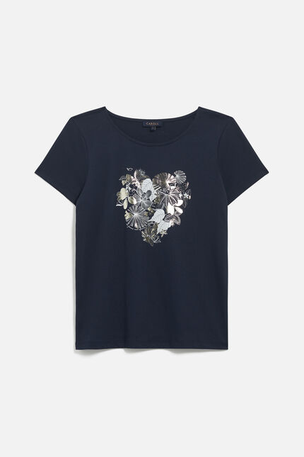 T-shirt Toutes à l'école taxime heart blu navy donna