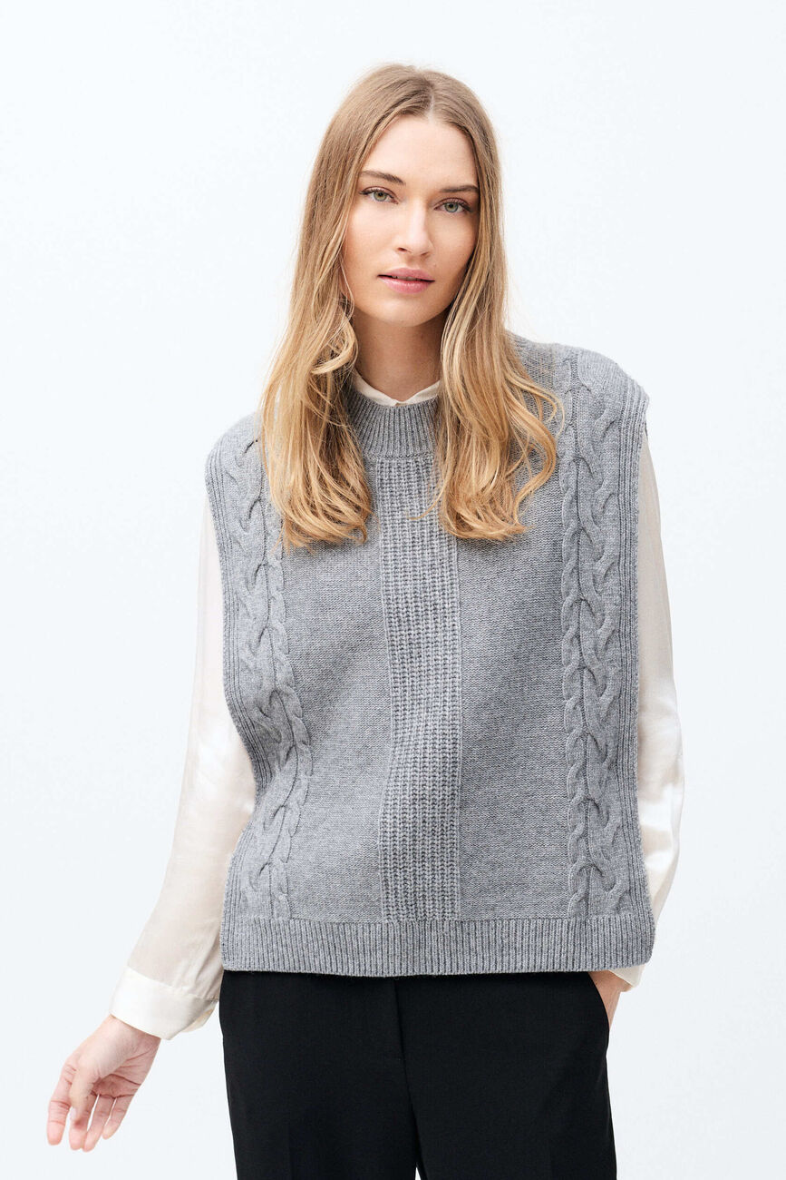Poncho hiris gris clair femme