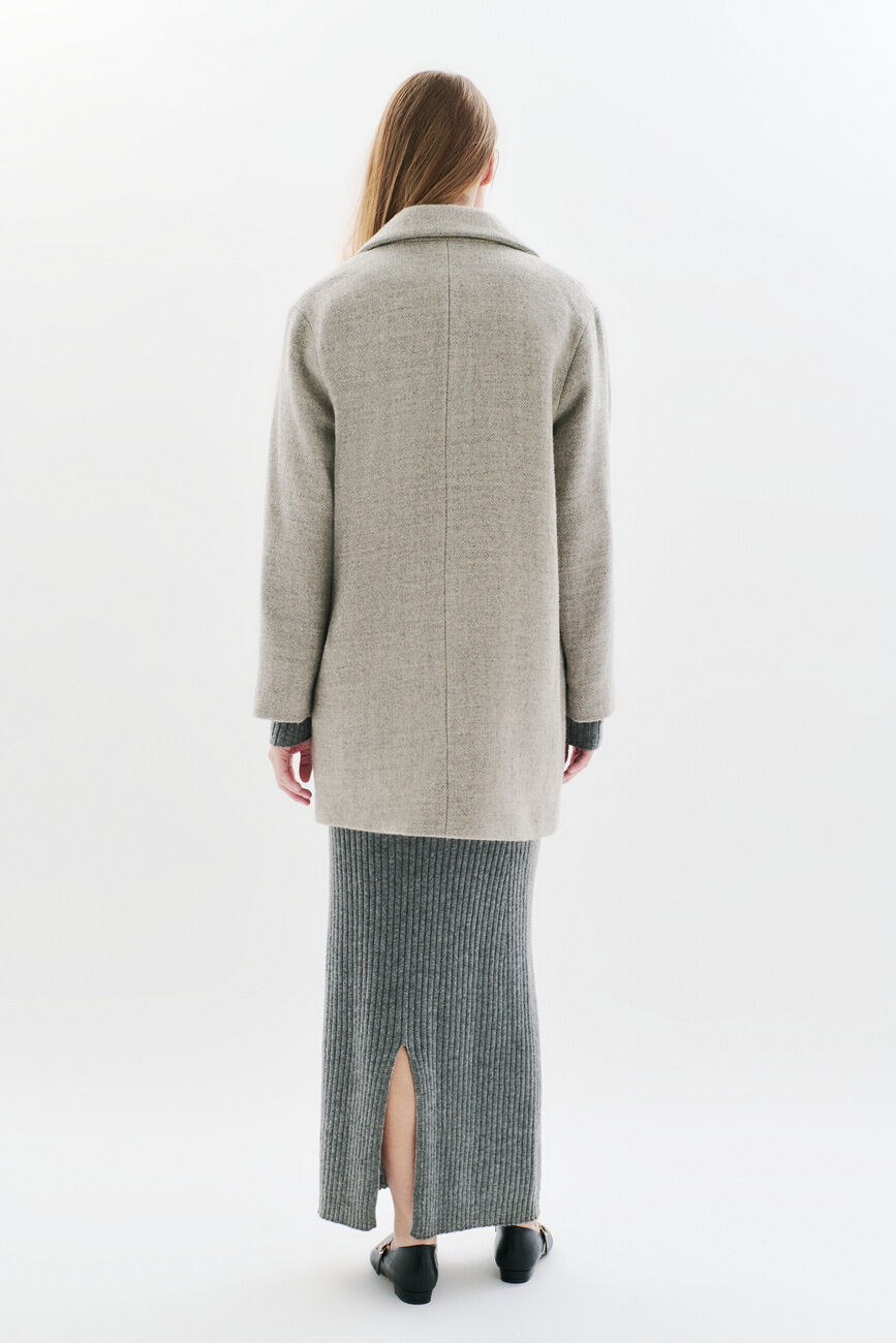 Manteau Gbrillant 100% laine gris foncé femme