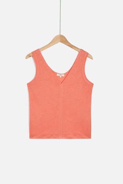 Debardeur aretha 100% lin rose corail femme
